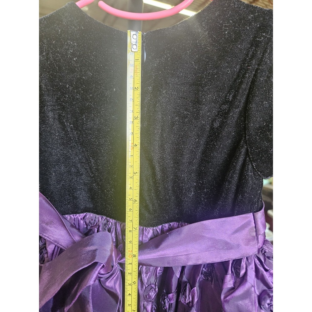 American Princess Girls Dress Black Velvet Purple Rose Swirl Size 4T Zip Flower - Picture 12 of 12